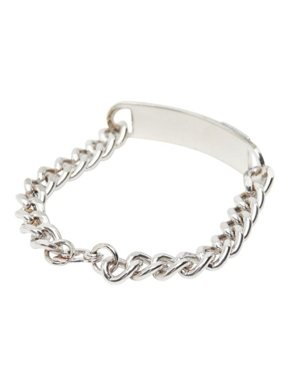 Saint Laurent YSL Logo Plate Chain Bracelet Silver Metal - Picture 2 of 7